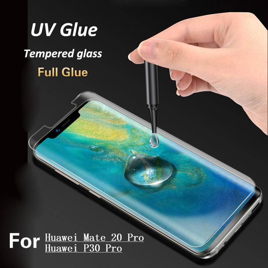 Huawei P30 Pro P40 Pro Plus P50 Pro P60 Pro / Mate 20 Pro 30 Pro 40 Pro Plus 50 Pro กาวเต็มแสง UV ฟิล์มกันรอยหน้าจอกระจกนิรภัย