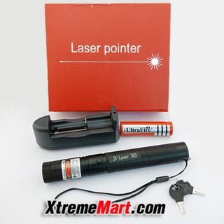 เลเซอร์ แสงสีเขียว Laser-303 ความยาวคลื่น 532nm Laser Pointer พร้อมแบตและเครื่องชาร์จ