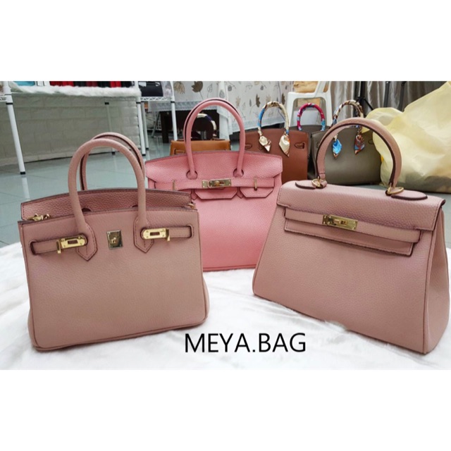 กระเป๋า หนังแท้ คุณภาพดีมากเวอร์  Birkin Kelly Kelly mini สีชมพูหวานน.