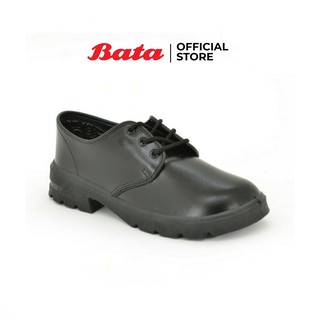 Bata รองเท้านักเรียนคัทชู แบบทางการใส่ทำงาน  หนังเงา หัวมนไม่บีบเท้า แบบผูกเชือก เสริมส้น 1 นิ้ว  สีดำ รหัส 4216126