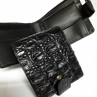 alligator /crocodile wallet pocket coinกระเป๋าสตางค์จระเข้แท้สีดำ