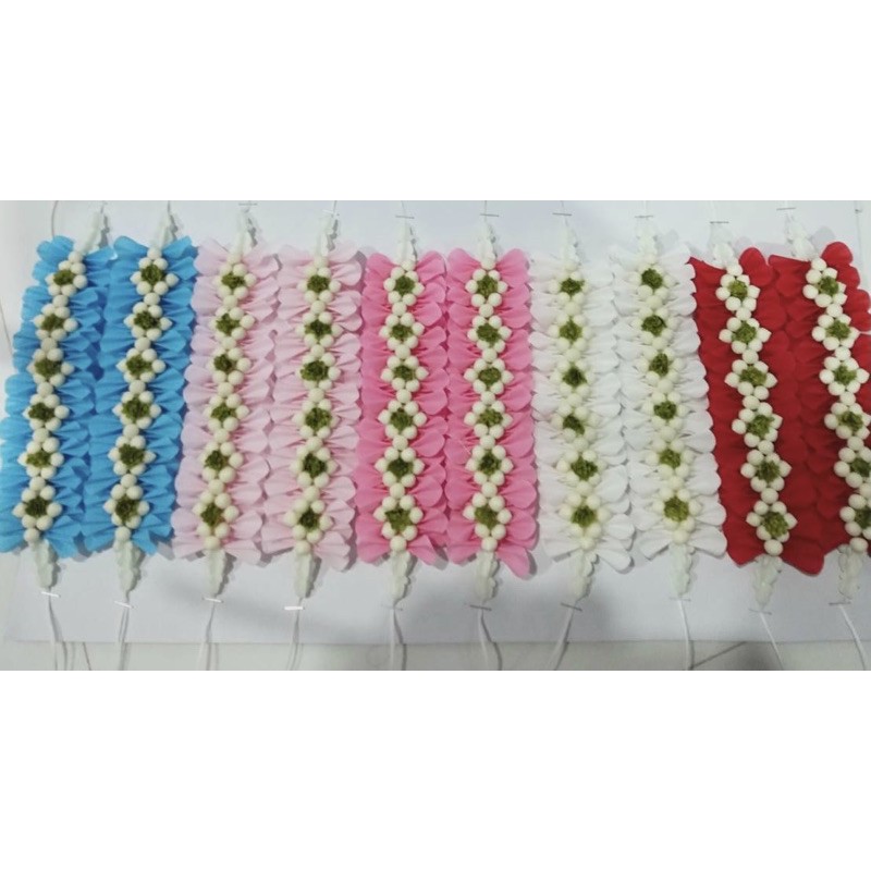 มาลัยติดผมลายตาแบน🤍🤍ขนาด5-6นิ้ว