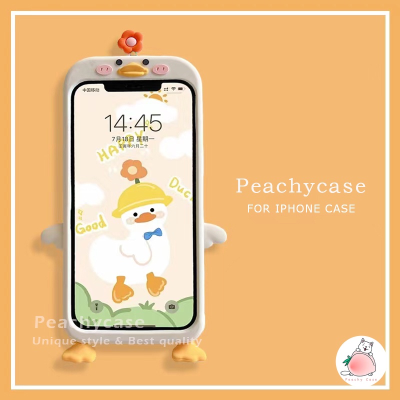 INS 3D ดอกไม้เป็ดน่ารักซิลิโคนเคสโทรศัพท์สําหรับ iPhone 17 Air 16 15 14 13 12 Pro Max 11 Xr Xs Max X 7 8 Plus 6 การ์ตูนนุ่มปกหลังปลอก