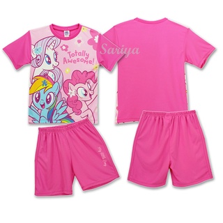 ชุดเซ็ตเด็ก (2-10ขวบ) ผ้ามัน โพนี่ *ลิขสิทธิ์แท้* ผลิตไทย My Little Pony ใส่สบาย ไม่ร้อน ชุดเสื้อ-กางเกง เด็กหญิง