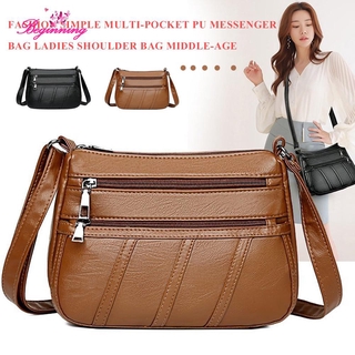 Beginning กระเป๋าสะพายไหล่กระเป๋าถือสําหรับสตรีหนัง Pu มีหลายช่อง Crossbody