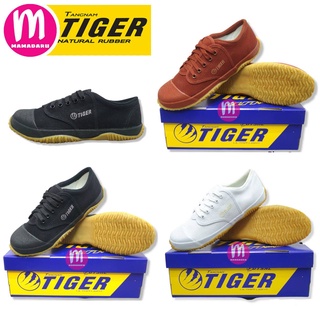รองเท้าผ้าใบ Tiger TG9 ฟุตซอลพื้นเหลือง รองเท้านักเรียน น้ำตาล/ขาว/ดำ รองเท้าผ้าใบไทเกอร์