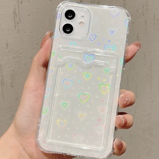 เคสไอโฟน iPhone Case แบบใสหัวใจวิ๋งๆ ใส่การ์ด,รูป,บัตร iPhone 11 12 13 Pro Max 6 6Plus 7Plus 8Plus XR X XS Max