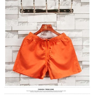 กางเกงขาสั้นเอวยางยืด ใส่สบาย ผ้าร่ม (สีส้ม) รุ่น UP