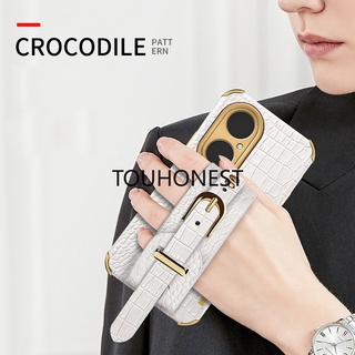 เคส Huawei P30 Pro เคส Huawei P50 Pro เคส Huawei P40 Pro Plus เคส Huawei P40 Lite Case Huawei Y7A Case Huawei Nova 4E Case Huawei Nova 9 Luxury Shockproof Softcase Crocodile Pattern Leather Wrist Strap Phone Case โทรศัพท์มือถือหนังนิ่ม กันกระแทก