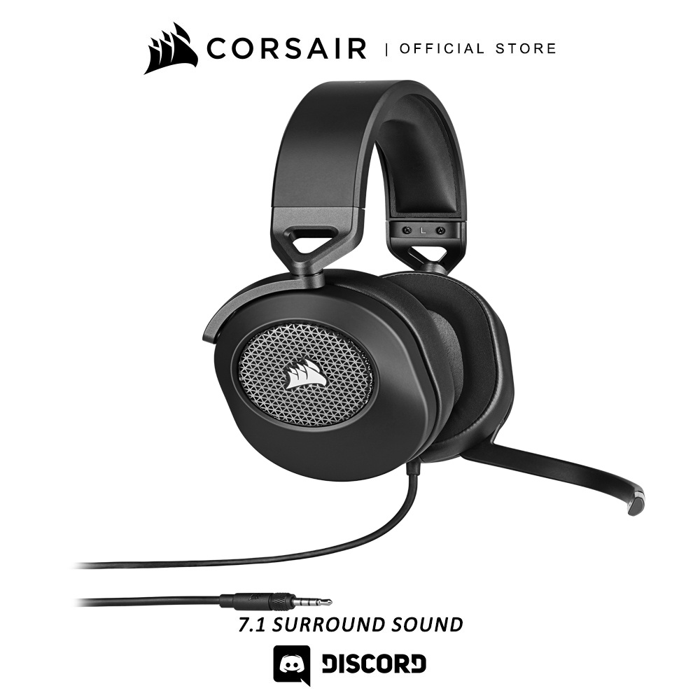 CORSAIR Headset HS65 Surround Wired Gaming Headset Black and White