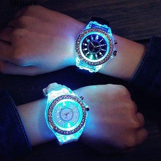 Fresome Unisex Geneva กีฬากันน้ำ LED แบ็คไลท์ซิลิโคนวงนาฬิกาข้อมือ Quartz