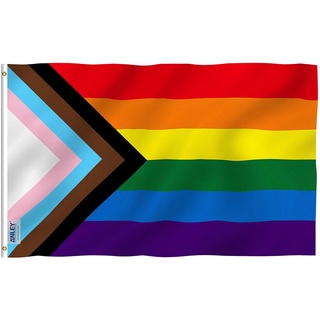 Anley Progress Pride Rainbow Flag ธง LGBT ขนาด 90x150 ซม.