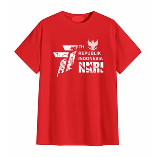 คอลูกเรือเสื้อยืดคอกลมเสื้อยืด ลาย NKRI DIRGAHAYU INDONESIA GARUDA สําหรับผู้ใหญ่ อายุ 77 ปีผ้าฝ้ายแท้