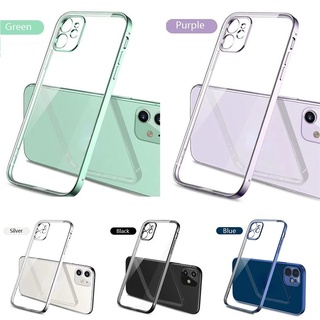 Transparent Electroplate เคส Samsung S21+ S21 Ultra Soft Case Lens Protect เคส Samsung S21 Plus TPU Case Galaxy S21 Phone Case เคสกันกระแทก