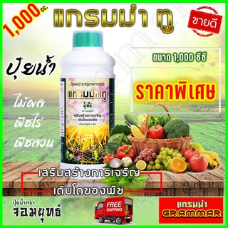 🔥🔥 ส่งฟรี 🔥🔥 แกรมม่าทู ปุ๋ยน้ำแกรมม่าทู [ 1,000 cc] เร่งการเติบโต เร่งดอก เร่งผล ฉีดพ่นตั้งแต่เริ่มปลูก ถึงช่วงเก็บเกี่ย