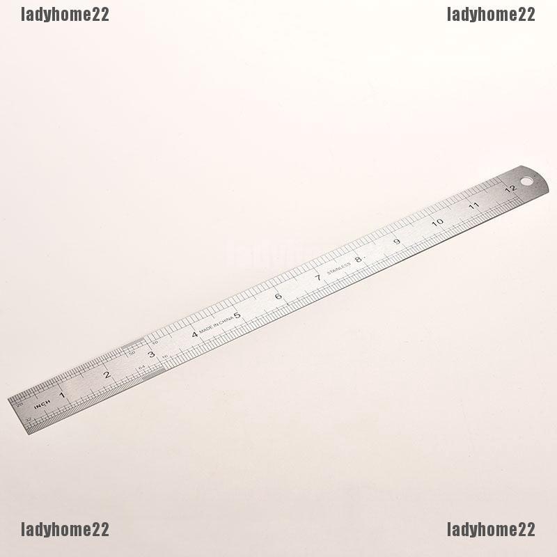LH 30cm Stainless Metal Ruler Metric Rule Precision Double Sided ...