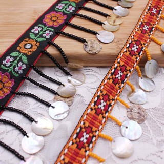 bestprice1920 1 Yard Retro Ethnic Shell Lattice Crochet Trim Lace Ribbon ตัดลูกไม้