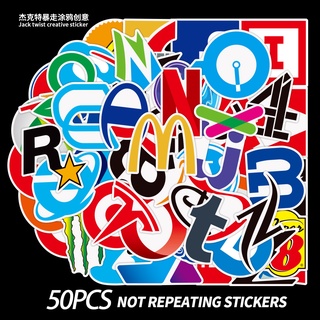 สติ๊กเกอร์ไดคัท สติ๊กเกอร์ แบรนด์ โลโก้ สติ๊กเกอร์ 50 PCS Brand Logo Stickers Programs Data Computer Sticker for DIY