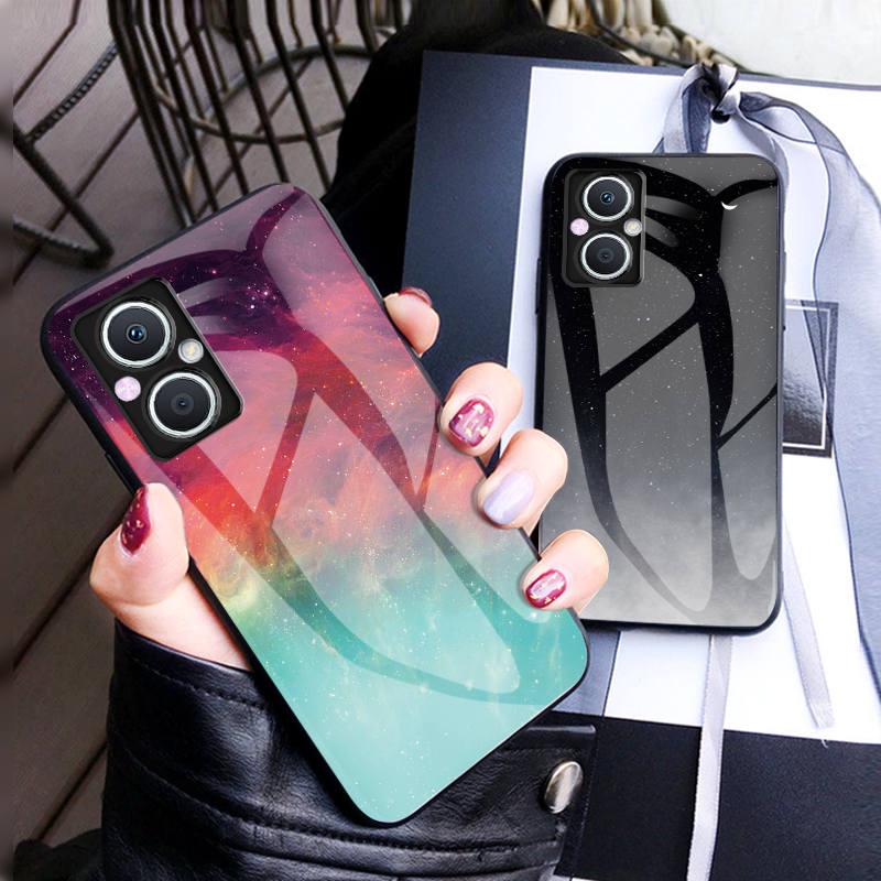 เคสแข็ง OPPO Reno7 Z 5G ฝาครอบกรณี Tempered Glass Casing OPPO Reno 7Z Reno7Z 5G เคสโทรศัพท์ Back Cov