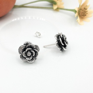 DSP ต่างหูเงินแท้รูปดอกไม้ ดอกมะลิ ตุ้มหูเงินแท้ลายดอกไม้ เงินแท้ 925: DSP 925 Sterling Silver Earing[ESPC0040]