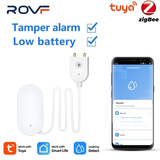 Rovf tuya zigbee เซนเซอร์ตรวจจับการรั่วไหลของน้ํา ไซเรน เพื่อความปลอดภัยในบ้าน