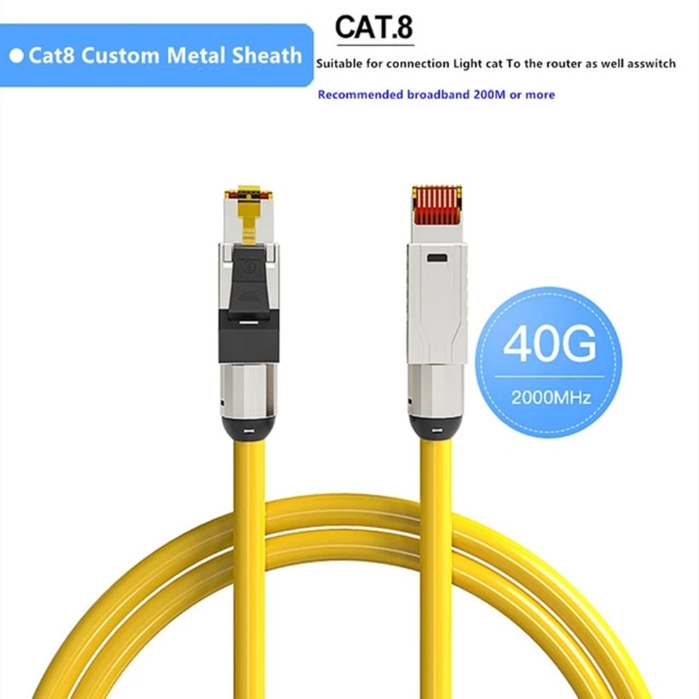 RJ45 Cat8 Network Cable 40Gbps 2000MHz Ethernet Crimp type Connector Optical Fiber Cables Router Cable 10M 15M 20M 25M 3