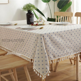 Fringed tablecloth cloth, tablecloth, cloth, floral cloth Pastoral cotton and linen printed tablecloth tablecloth