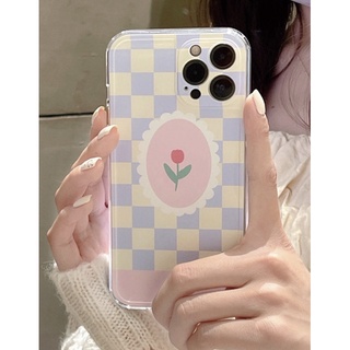 เคสโทรศัพท์ เคสไอโฟนลายตารางสีพาลเทลสุดน่ารัก