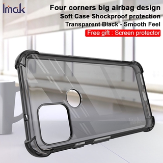 Imak Google Pixel 5 Shockproof Clear Soft TPU Case Pixel5 Transparent Silicone Back Cover Screen Film