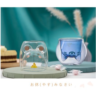 แก้วสองชั้นรูปสัตว์ น่ารัก เม้าส์ แมวมินิ Double Wall Glass Mouse Mini Cat