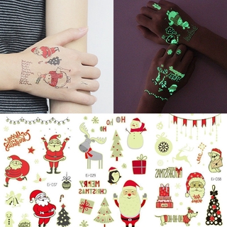 christmas แทททูสติ๊กเกอร์เรืองแสง พร้อมส่ง