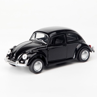 ของแท้ โมเดลรถยนต์ 1/32 VW Beetle Volkswagen Beetle เครื่องประดับ สีดํา เปิดประตูได้