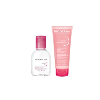 Bioderma Sensibio H2O 100 ml + Sensibio Gel Moussant 100 ml คลีนซิ่งและเจลล้างหน้าสูตรไมเซล่า สำหรับผิวแพ้ง่าย