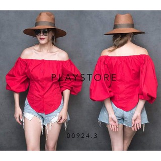 เสื้อปาดไหล่แขนพอง••Mirrorsister’s LaGanne SHouLDeR-OFF•(1750)