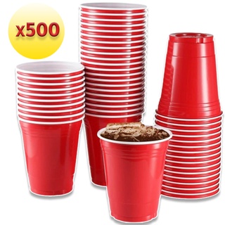 เซต 500 ใบ แก้วแดง RED CUP PARTY 16 oz แบบหนาหนัก 10 กรัม อเมริกันปาร์ตี้