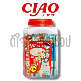 ส่งฟรี แถมชามข้าวอโวคาโด้ ขนมแมวเลีย ciao limited คละ 5 รส 100 ซอง ขนมแมว