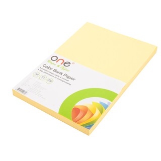 กระดาษแบงค์สี A4 55แกรม สีเหลือง (แพ็ค250แผ่น) ONE Yellow bank paper, A4, 55 grams, yellow (250 sheets pack) ONE