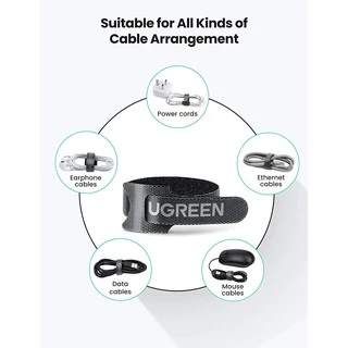 UGREEN รุ่น 20245 เมจิกเทป ตีนตุ๊กแก เวลโครเทป พันเก็บสาย Reusable Magic Tie Hook and Loop Small Tape Pack of 20 Adjust
