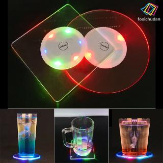 FCD☆ LED Drink Coaster Multi Color Lighting Up Waterproof Ultra-Thin Bottle Cup Mat