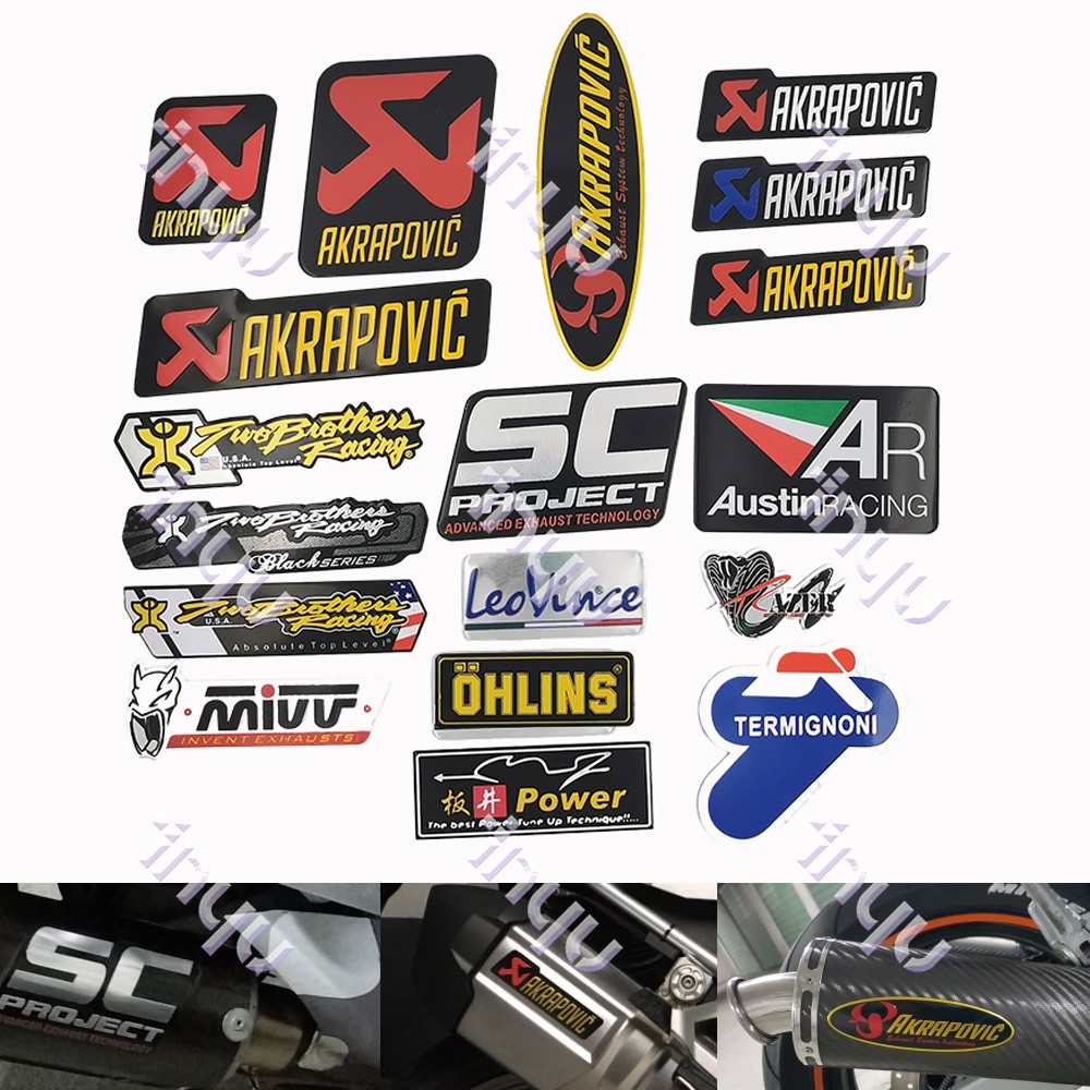รถจักรยานยนต์รถอลูมิเนียมท่อไอเสียทนความร้อนสติกเกอร์ป้ายรูปลอก Akrapovic AR SC SHOWA สติกเกอร์