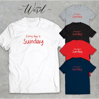 Little Word เสื้อยืดคอกลมแขนสั้นพิมพ์ลาย Sunday สไตล์มินิมอล ทรงUnisex