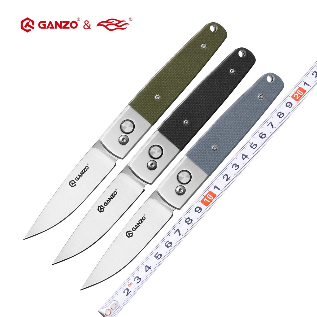 มีดแคมป์ pocket knife Ganzo G7211 หรือ G721 ของแท้ ใบ 3.6" เหล็ก 440C ปุ่มเปิดปิด ด้ามG10  มีดเดินป่า มีดแคมป์ EDC