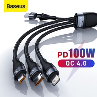 ⚡️ลดราคา⚡️Baseus สายชาร์จ 100W Baseus สายชาร์จเร็ว 3 in1 ซัมซุง micro usb type c Cable