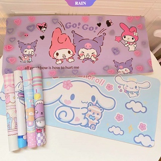 Kawaii แผ่นรองแก้วน้ําชา หนัง PU ลายการ์ตูนอนิเมะ Sanrios Melody Kuromi Cinnamoroll ขนาด 67 ซม.*30 ซม. สําหรับตั้งโต๊ะ สํานักงาน [RAIN]