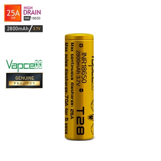 [Vapcell แท้100%] : Vapcell 18650 T28 2800mah 25A/70A ถ่านชาร์จ