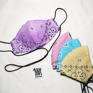 หน้ากากผ้าปิดจมูก Bandana Paisley (เด็ก+ผู้ใหญ่) ผ้าเช็ดหน้า คล้องคอได้ปรับสายได้ Trippy handmade