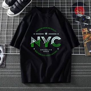 เสื้อผู้ชายเท่ - &lt;BAJUmantap=""&gt;NYCกราฟิกทีOOTDเสื้อยืดlenganpendekperempuanlelakiwanita100%kainผ้า