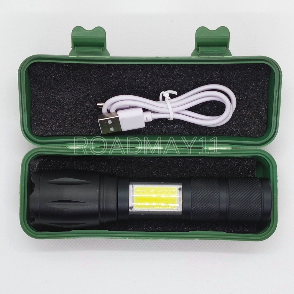ไฟฉาย ไฟฉายแรงสูง แสงขาว ชาร์จผ่าน USB  [ มี 3 โหมด บอดี้โลหะ พร้อมเลนส์ ] Flashlight ใช้งานนาน 3-6 ชม ปรับระยะส่องได้