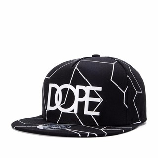 หมวกปีกแบนอักษร Dope HipHop Style Fashion (สีดำ)