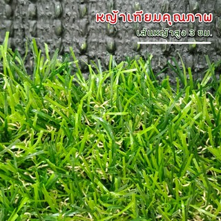 หญ้าเทียม 3 cm.รุ่นมาตรฐาน (หญ้าเทียมคันทรี่ กร๊าส Country Grass) แต่งบ้าน แต่งสวน ปูพื้น สีเขียวแซมน้ำตาล หลังดำ